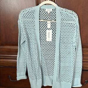 Haven Well Within Sky Blue Open Knit Cardigan